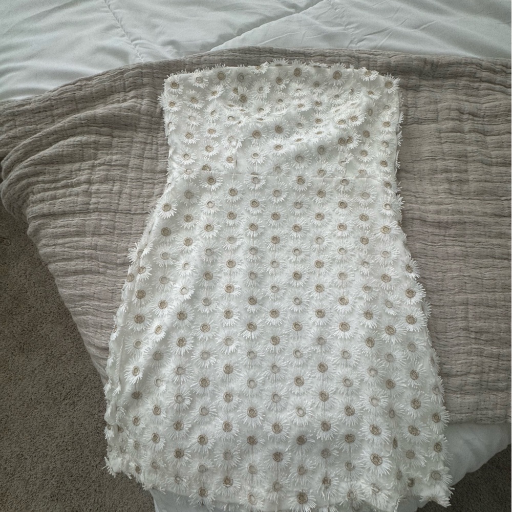 White Floral Textured Dress